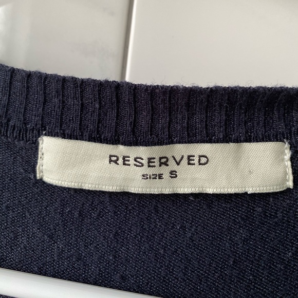 Reserved Navy Button Down Bandage V-Neck Dress - Picture 7 of 8